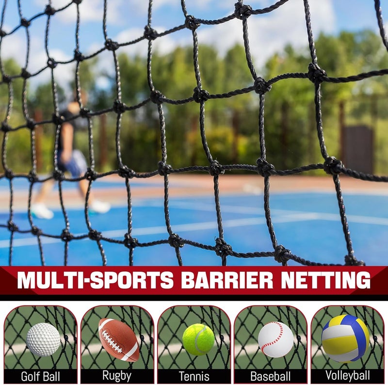 Tottist Baseball & Softball Practice Nets Backstop Barrier - Sizes 10x20 FT, 10x15 FT, 10x10 FT - Heavy Duty Nylon Training Net for Batting Cage, Backyard - 33FT Rope & Safety Key Chains - Image 4